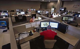 The EnG engineering floor with rows of workstations